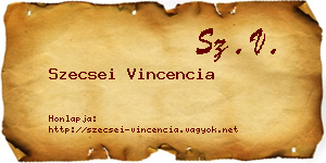 Szecsei Vincencia névjegykártya